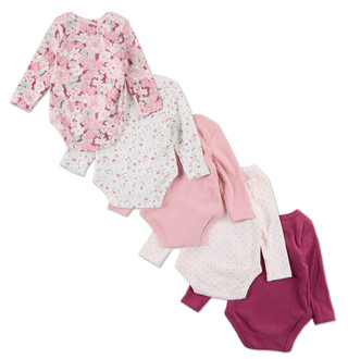 Thumbnail 2: Baby Essentials Baby Girls 5 Pk Super Cozy Long Sleeve Bodysuits 