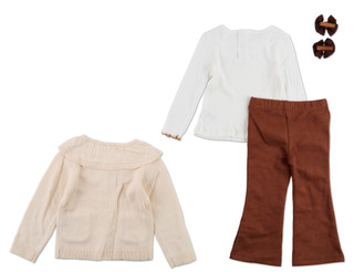 Thumbnail 2: Kensie Girl Toddler Girls 3 Pc Flare Leggings Set w/ 2 Hair Clips 