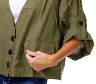 Thumbnail 2: Current Elliot Women's Rolled Sleeve Button Front Jacket 