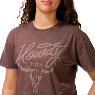 Thumbnail 3: Vintage threadz Juniors Howdy Steer Skull Graphic Crop Tee 