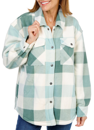 Thumbnail 1: Salt Life Women's Microfleece Sherpa 4 Pocket Snap Up Shacket 