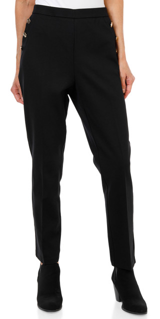 Thumbnail 1: Nicole Miller Women's Slim Sailor Pants with Button Detail 