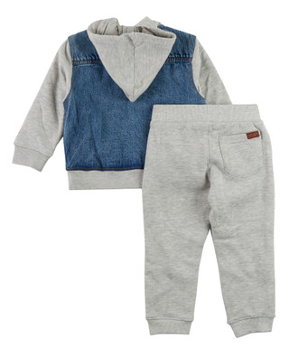 Thumbnail 2: 7 FOR ALL MANKIND 2 Pc Toddler Boys Long Sleeve Denim Hoodie and Jogger Set  