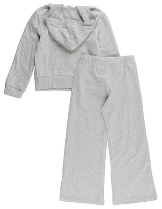 Thumbnail 2: Love Squared Girls Girls 2 Pc Studded Fleece Zip Up Hoodie & Wide Leg Pants Set 