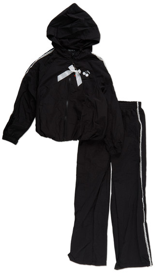 Thumbnail 1: Forever 21 Girls 2 Pc Lace Trimmed Hooded Zip Up Jacket & Pants Set 