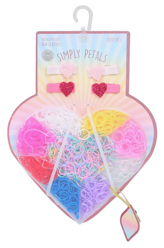Thumbnail 1: Simply Petals 1000 Pc Heart Clip & Hair Elastic Set 