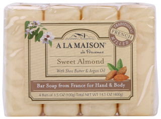 Thumbnail 1: A LA MAISON 4 Pk Sweet Almond French Milled Bar Soap 