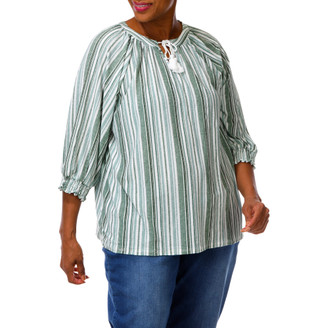 Thumbnail 3: Joie De Vivre Women's Plus Stripe Print Top  