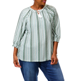 Thumbnail 1: Joie De Vivre Women's Plus Stripe Print Top  