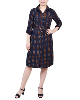 Thumbnail 1: NY COLLECTION NY Collection Petite 3/4 Roll Tab Sleeve Shirtdress 
