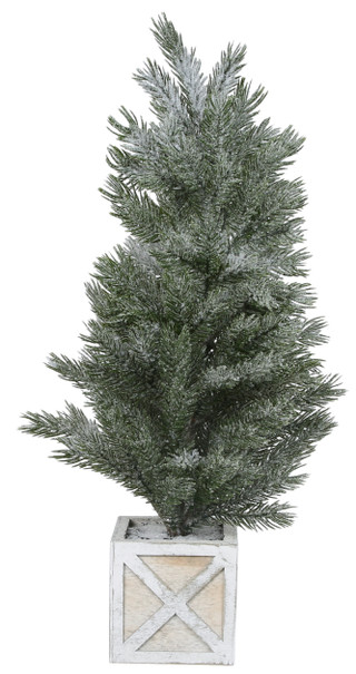Thumbnail 1: . 21 in Snowy Pine Christmas Tree in Wooden Crate Decor 