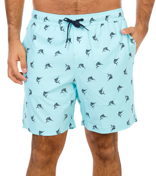 Thumbnail 1: Salt Life Men's Drawstring Marlin Print Swim Trunks  