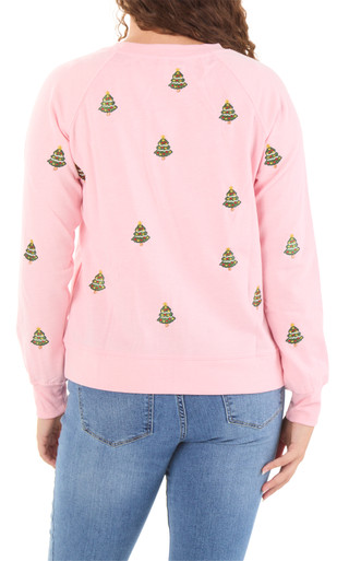 Thumbnail 2: Philosophy Republic Clothing Women's Long Sleeve Christmas Tree Embroidered Top 