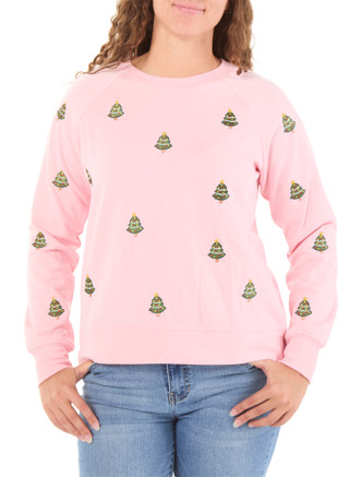 Thumbnail 1: Philosophy Republic Clothing Women's Long Sleeve Christmas Tree Embroidered Top 