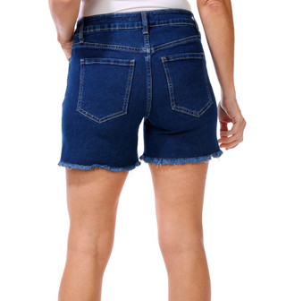 Thumbnail 2: Royalty Women's Frayed Hem Denim Shorts  