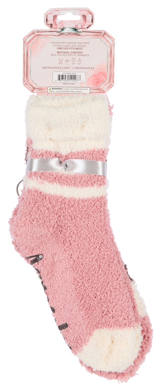 Thumbnail 2: AROMASOLES Women's 2 Pk Rose & Shea Butter Non-Skid Socks w/ Keychain 