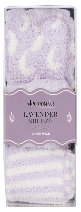 Thumbnail 1: AROMASOLES Women's 3 Pk Lavender Breeze Infused Cozy Socks 