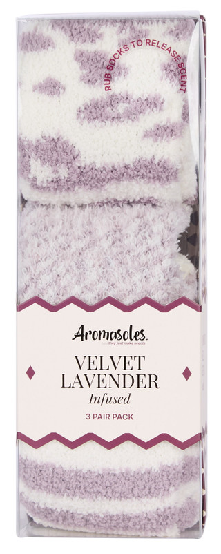 Thumbnail 1: AROMASOLES Women's 3 Pk Velvet Lavender Infused Cozy Socks 