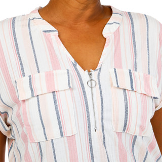 Thumbnail 3: Cure Apparel Women's Plus Stripe print Top 