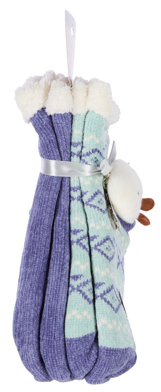 Thumbnail 2: AROMASOLES Women's 2 Pk Rose & Shea Butter Lounge Socks w/ Keychain 