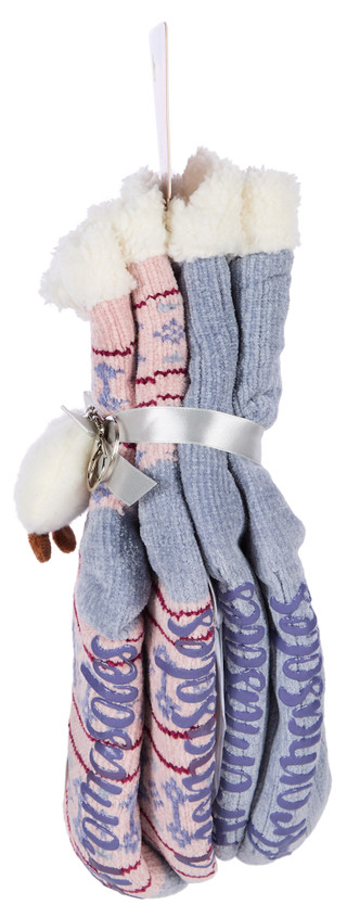 Thumbnail 2: AROMASOLES Women's 2 Pk Rose & Shea Butter Lounge Socks w/ Keychain 
