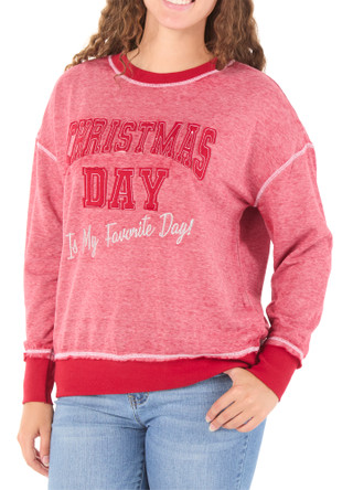 Thumbnail 1: Magical Season Women's Embroidered Long Sleeve Christmas Fleece Top 
