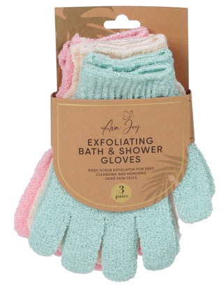Thumbnail 1: AVA JOY 3 Pr Exfoliating Bath & Shower Gloves 
