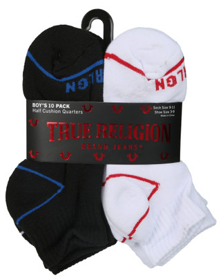 Thumbnail 1: True Religion Boys 10 Pk Half Cushion Quarter Socks 
