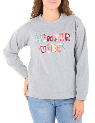 Thumbnail 1: Chenault Women's Long Sleeve Christmas Sequin Fleece Top 