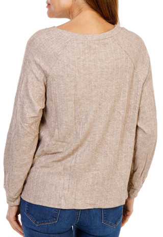 Thumbnail 2: Parallel Skies Women's Long Sleeve Button Shoulder Cable Top 