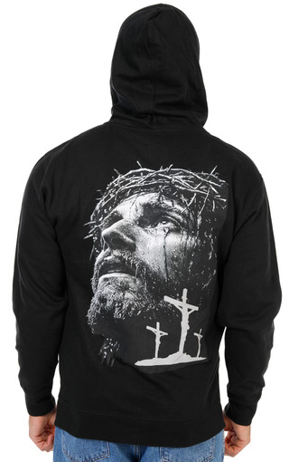 Thumbnail 1: Inspired Culture Men's Faith Cross Graphic Zip-Up Hoodie 