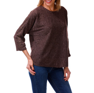 Thumbnail 1: Parallel Skies Women's Studded 3/4 Sleeve Knit Top 