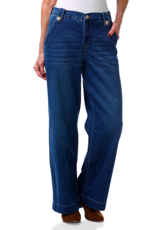 Thumbnail 1: Nanette Lepore Women's High Rise Wide Leg Button Detail Jeans  