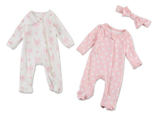 Thumbnail 1: Baby Essentials Baby Girls 2 Pk Super Soft Onesies w/ Headband 