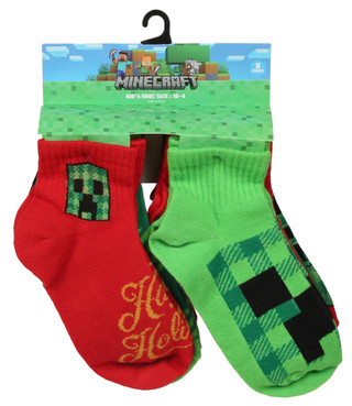 Thumbnail 1: Minecraft Boys 8 Pk Christmas Minecraft Quarter Socks 