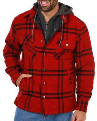 Thumbnail 1: Smith's Workwear Men's Hooded Flannel Shacket 