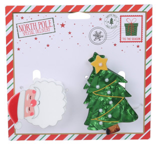 Thumbnail 1: Fantasia Accessories 2 Pc Christmas Tree & Santa Claw Hair Clips 