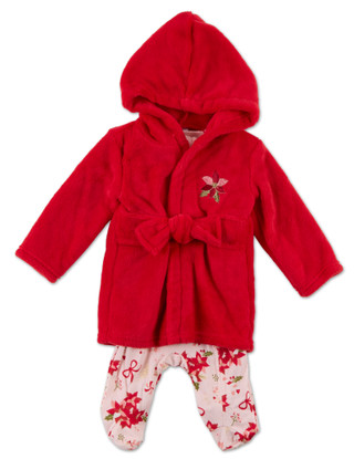 Thumbnail 1: Baby Essentials Baby Girls 2 Pc Christmas Sleeper & Robe Set 
