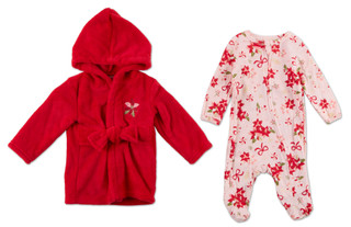 Thumbnail 3: Baby Essentials Baby Girls 2 Pc Christmas Sleeper & Robe Set 