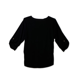 Thumbnail 2: Joie De Vivre Women's Plus 3/4 Sleeve Pleated Neck Blouse 