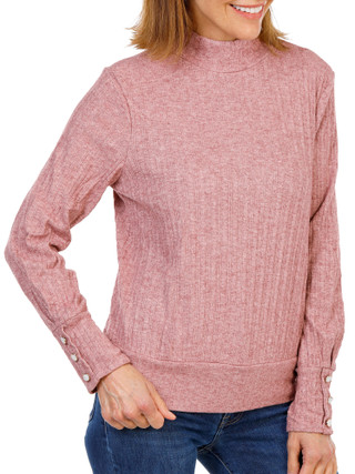 Thumbnail 1: Parallel Skies Women's Long Sleeve Mock Neck Cable Top 