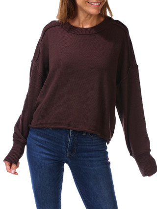 Thumbnail 1: Vigoss Juniors Long Sleeve Knit Reverse Seam Roll Bottom Sweater 