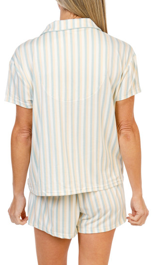 Thumbnail 3: Laura Ashley Women's 2 Pc Button Up Pajama Shorts Set with Chest Pocket 