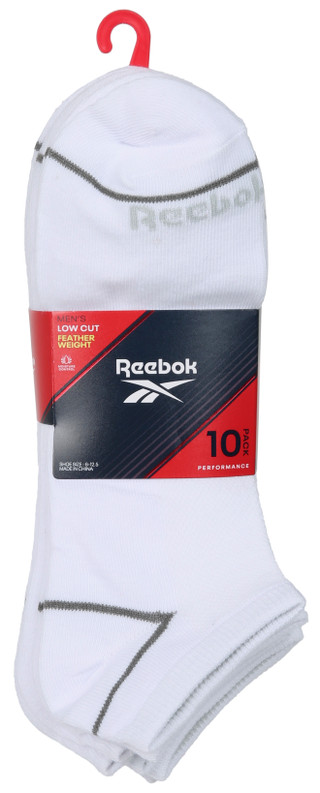 Thumbnail 1: Reebok Men's 10 Pk Low Cut Feather Weight Performance Socks 
