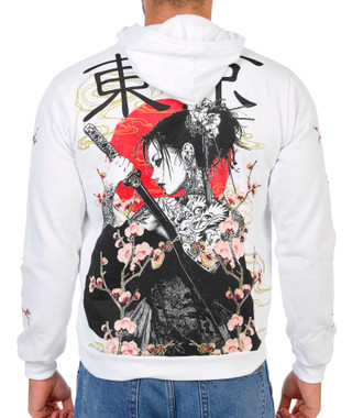 Thumbnail 1: Fresh Laundry Men's Samurai Geisha Graphic Pullover Hoodie 