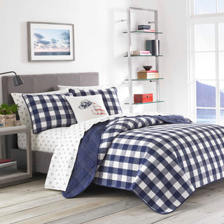 Thumbnail 2: Eddie Bauer Eddie Bauer Lakehouse Plaid 100% Cotton Reversible Quilt Set 