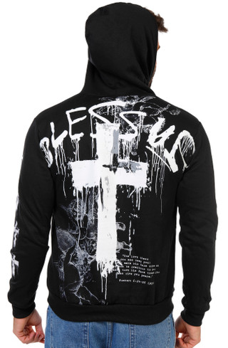 Thumbnail 1: Fresh Laundry Men's Cross Graffiti Graphic Pullover Hoodie 