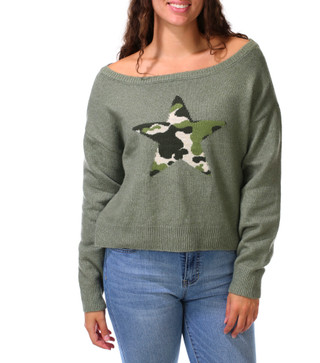 Thumbnail 1: No Comment Juniors Off-The-Shoulder Pullover Sweater 