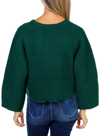 Thumbnail 2: Dear John Women's Rib Cropped Knit Sweater  