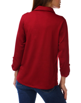 Thumbnail 2: PerSeption Concept Women's 3/4 Sleeve Button Front Collared Top 